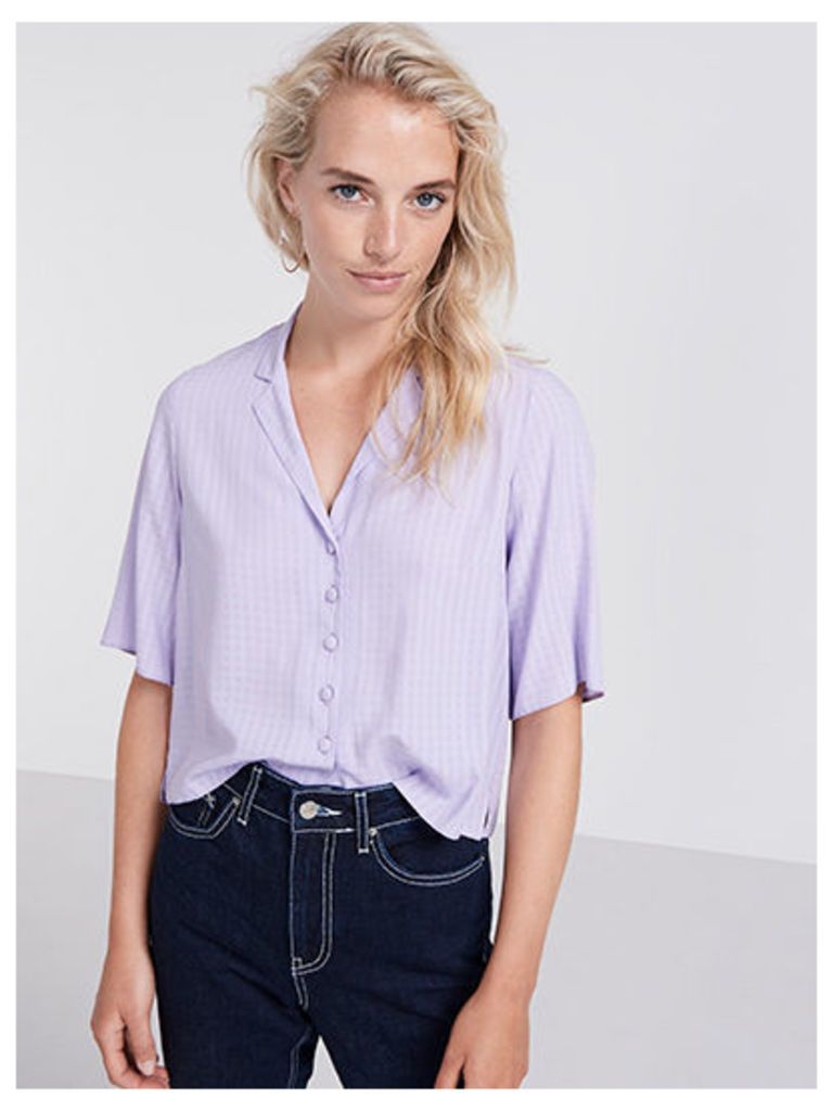 Lilac Self Check Boxy Shirt