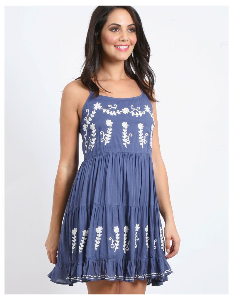 EIFA - Floral Embroidery Dress Blue