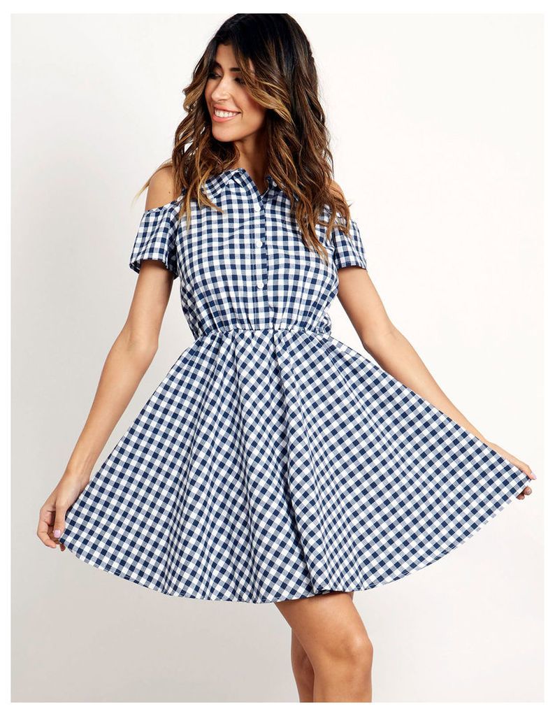 METHA - Gingham Dress Navy