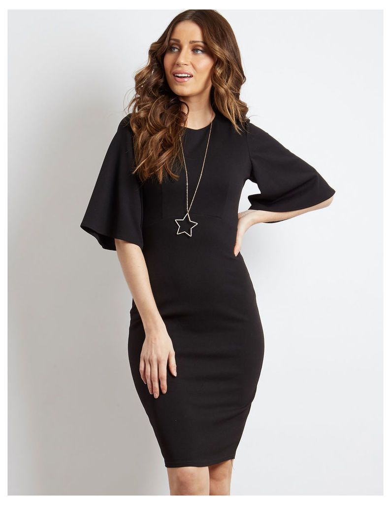 LIA - Bell Sleeve Fitted Dress Black