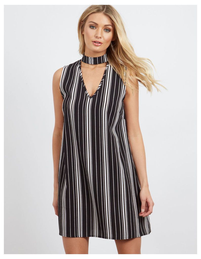 LACEY - Choker Stripe Swing Dress