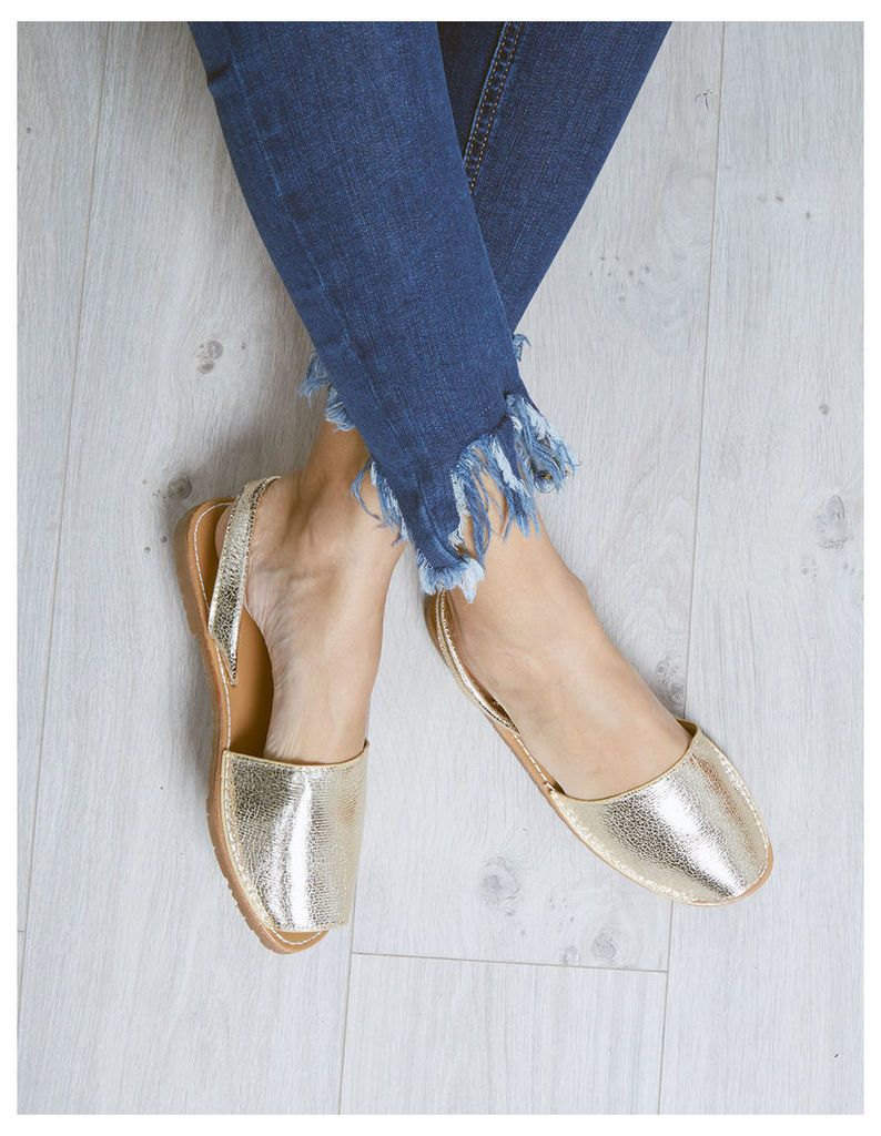 KIYA - Gold Peep Toe Shoes