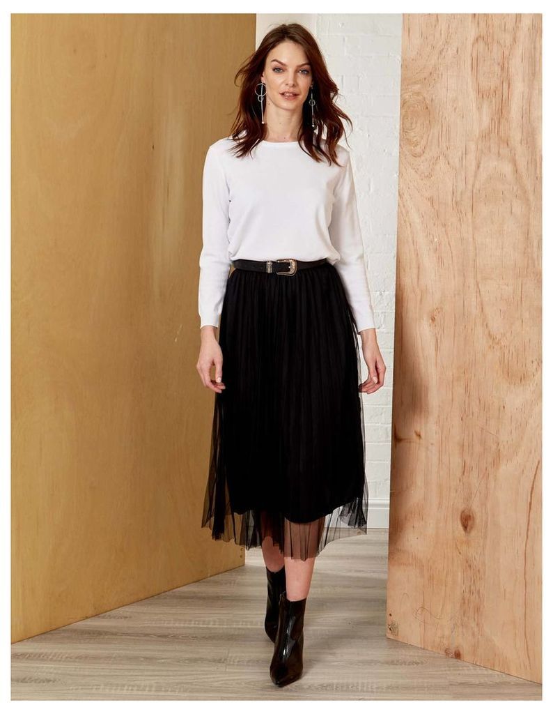 ISABEL - Midi Black Tulle Skirt - S/M / Black