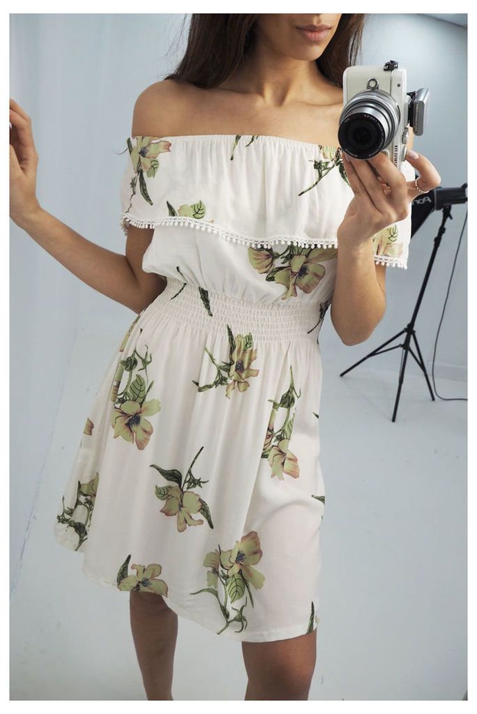 Bertie White floral print bardot dress
