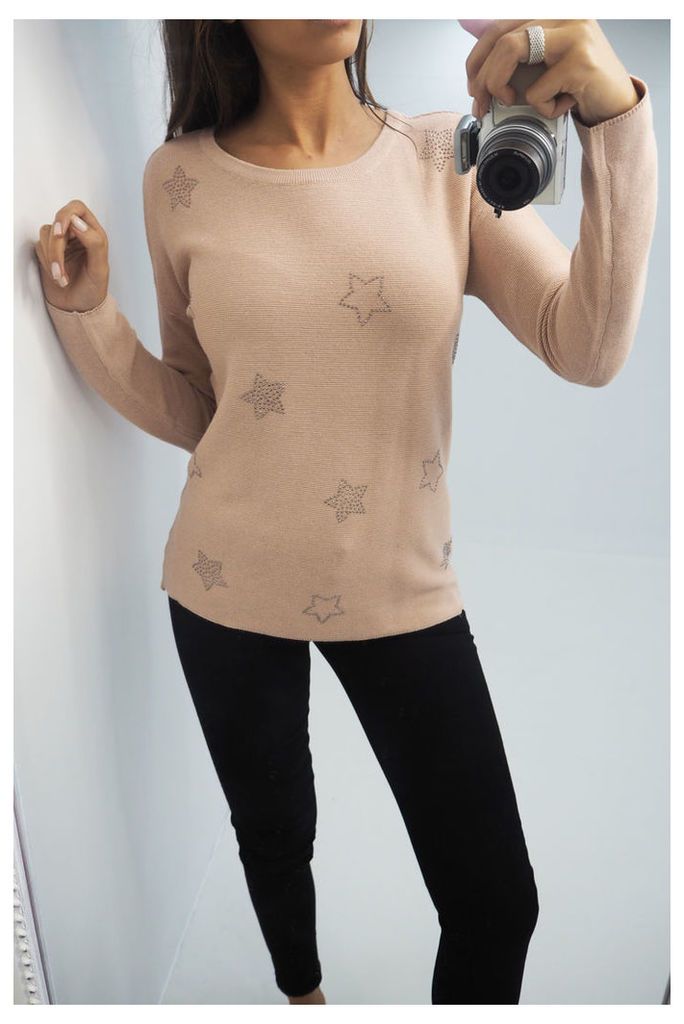 Silvia crystal star open back knitted jumper