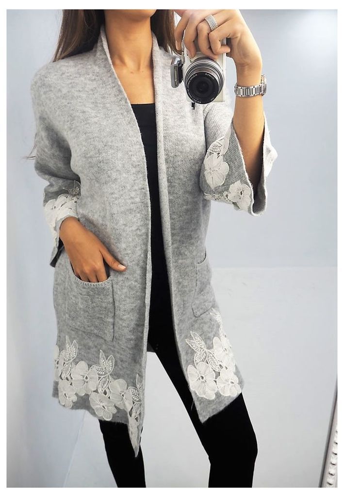 Hilton floral crochet chunky knitted cardigan
