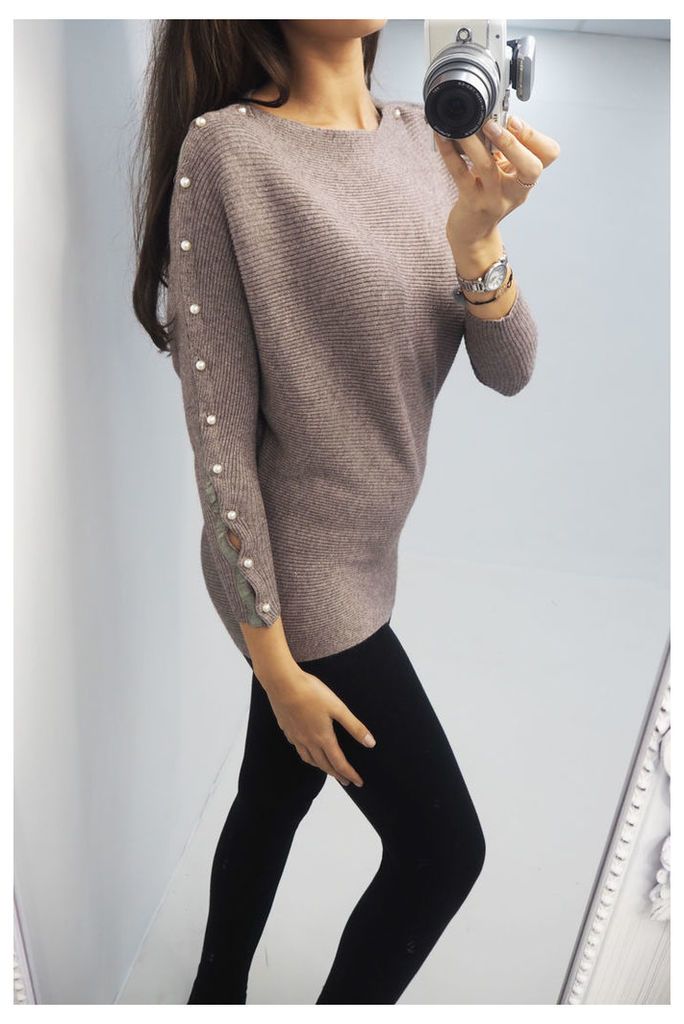 Miley glitter pearl sleeve knitted jumper