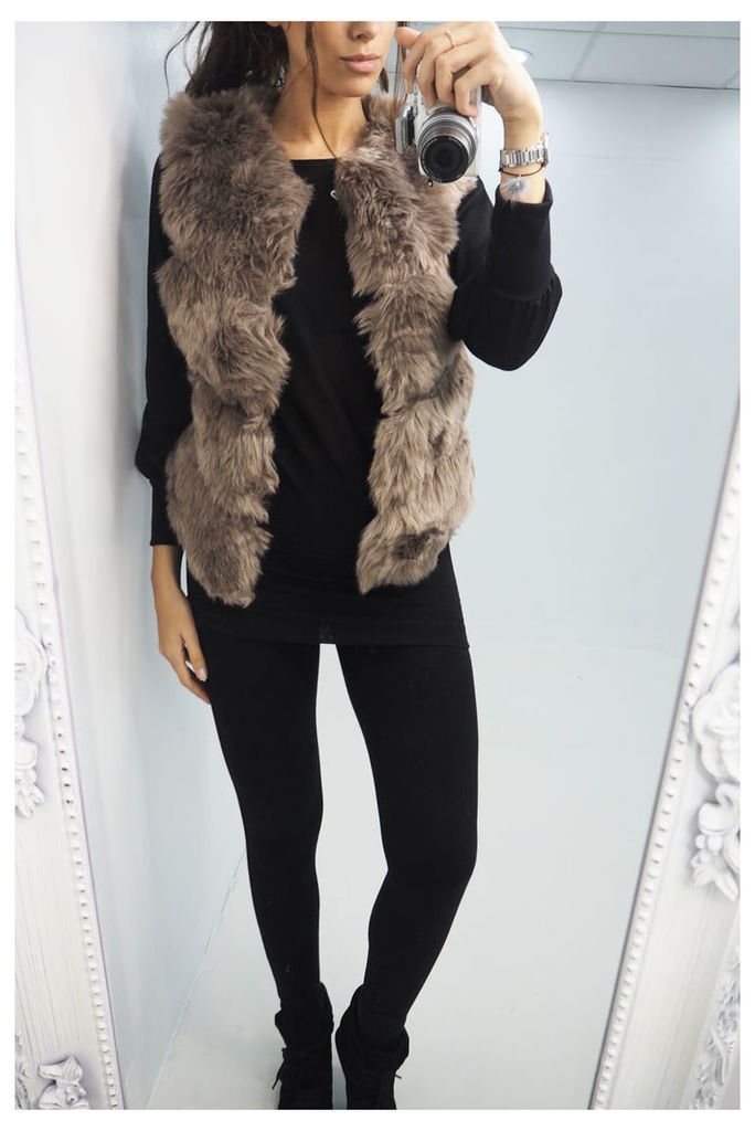 Tinkerbell TAUPE faux fur gilet