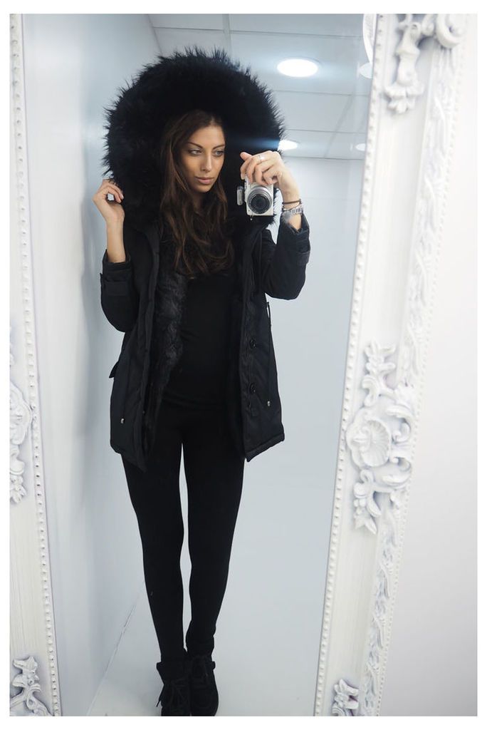 Tianna BLACK Faux fur hooded coat