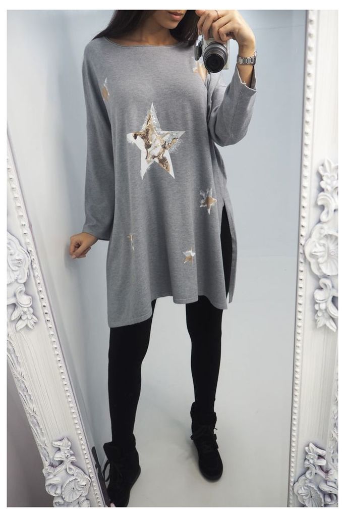 Jackie Sequin Star Oversized Knitted Jumper