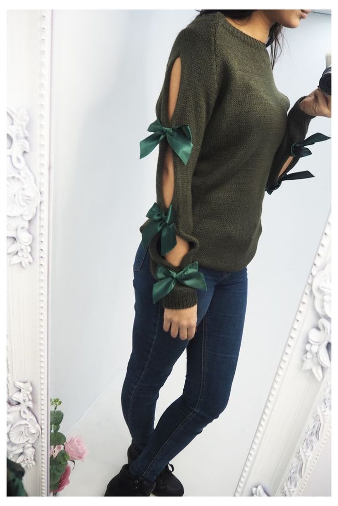 China knitted bow sleeve jumper