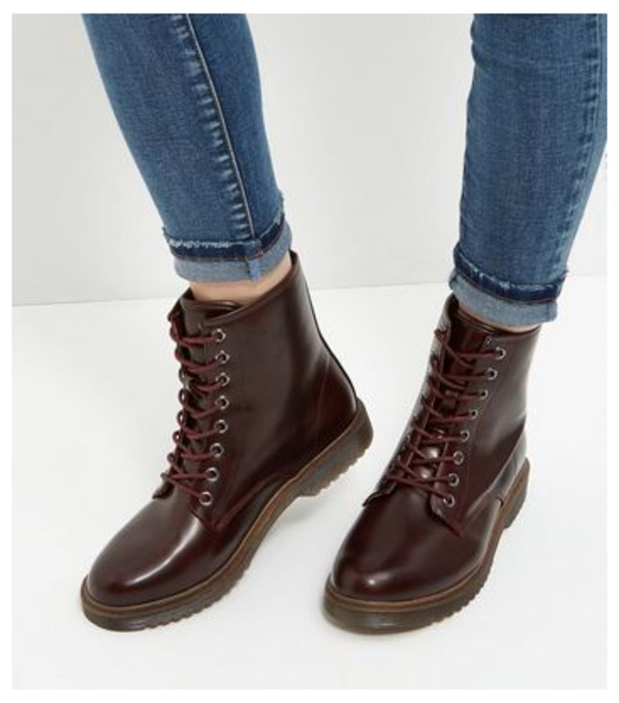 Burgundy Lace Up Ankle Boots