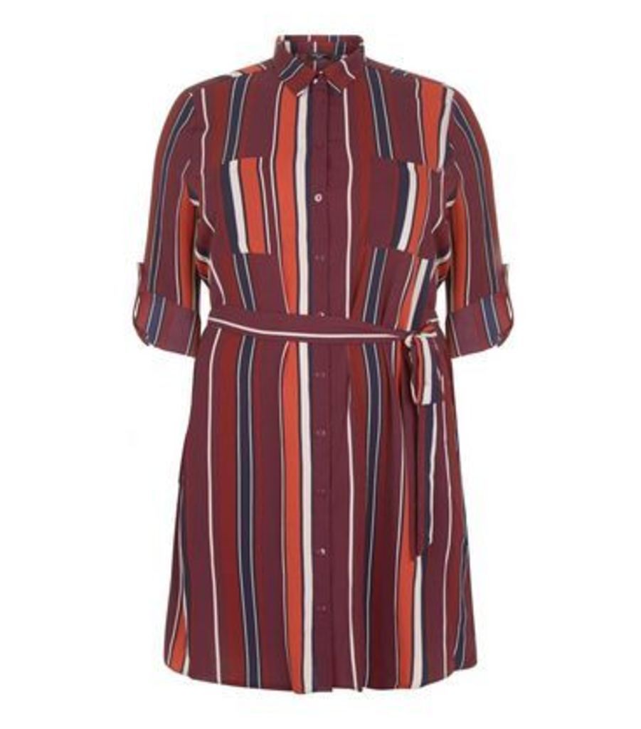 Curves Burgundy Stripe Longline Shirt