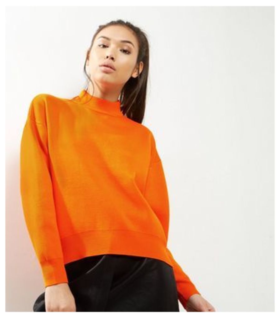 Orange Funnel Neck Sweater