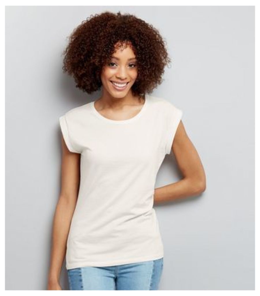 White Rolled Sleeve T-Shirt