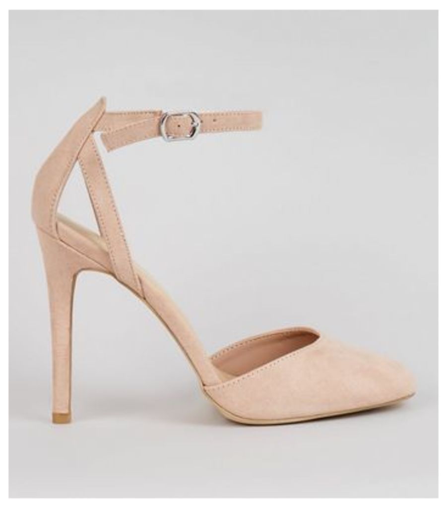 Nude Pink Suedette Ankle Strap Heels New Look