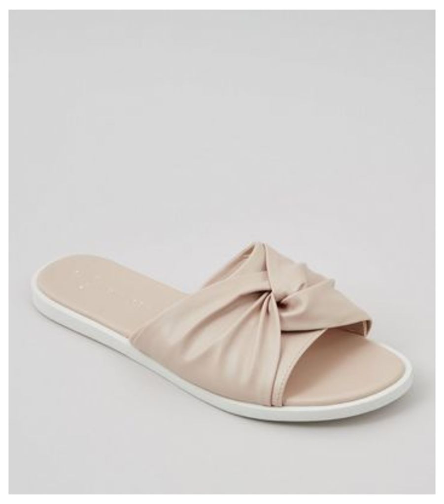 Wide Fit Nude Pink Knot Top Sliders New Look
