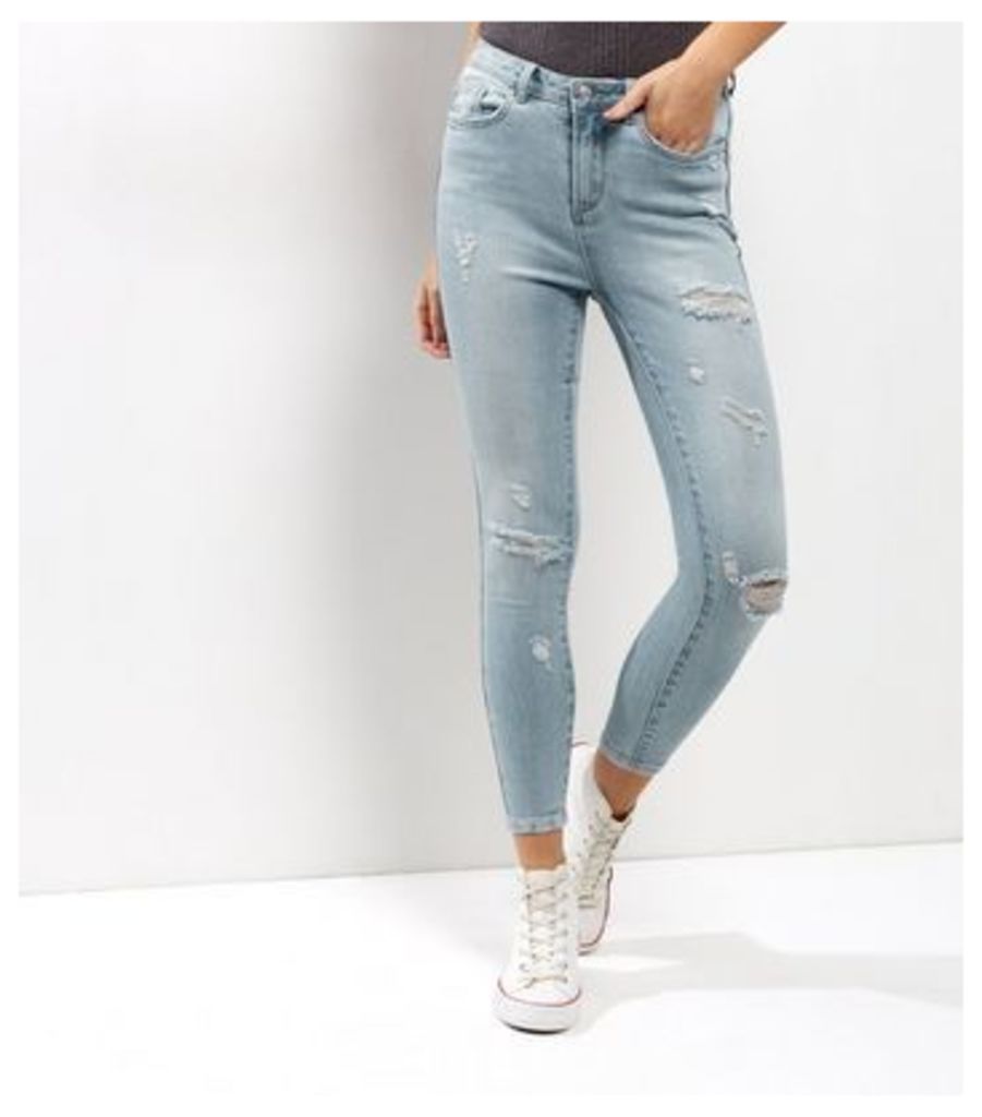 Pale Blue Ripped Skinny Jenna Jeans New Look