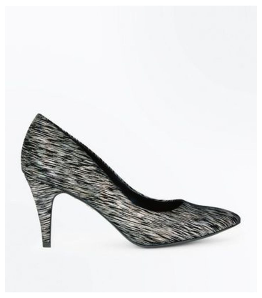 Black Iridescent Pointed Court Shoes New Look