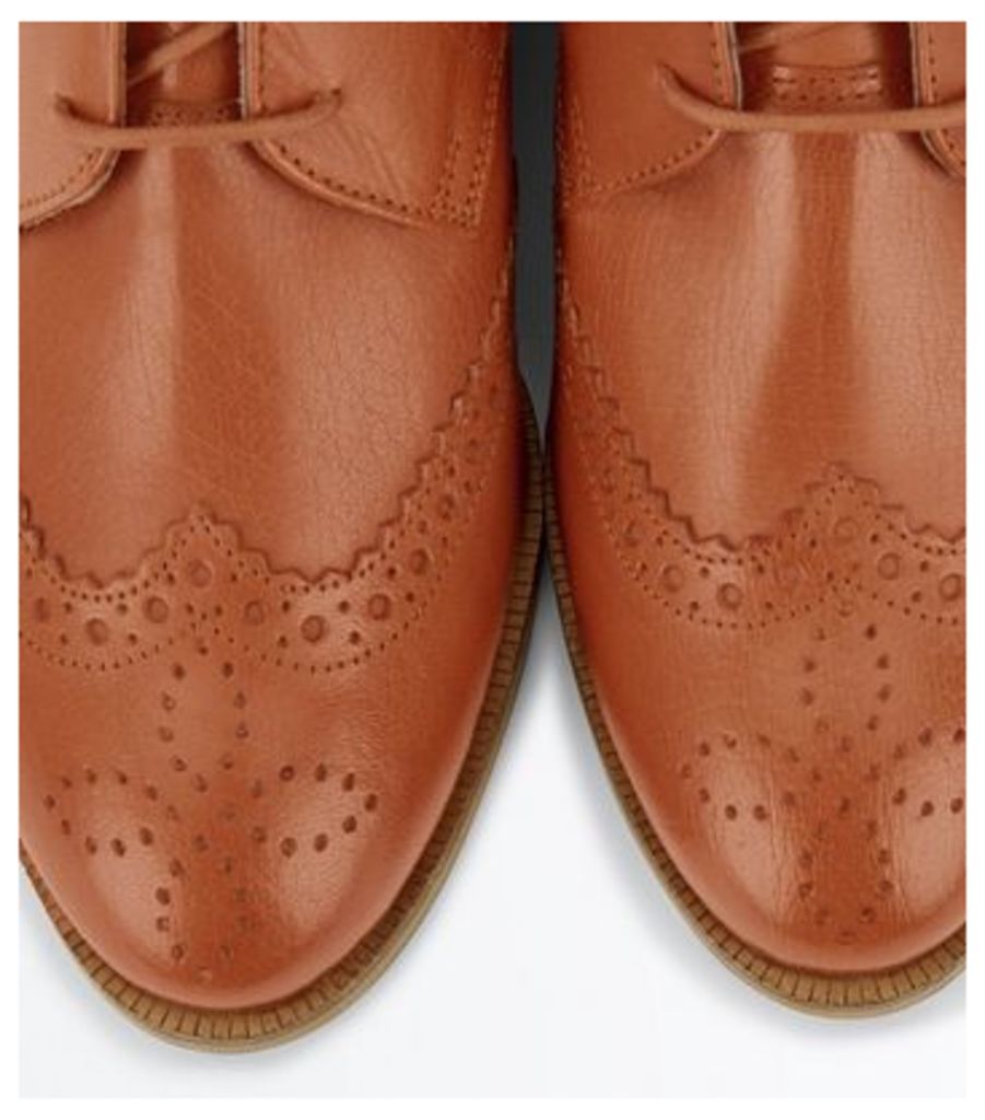 Tan Leather Lace Up Brogue Boots New Look