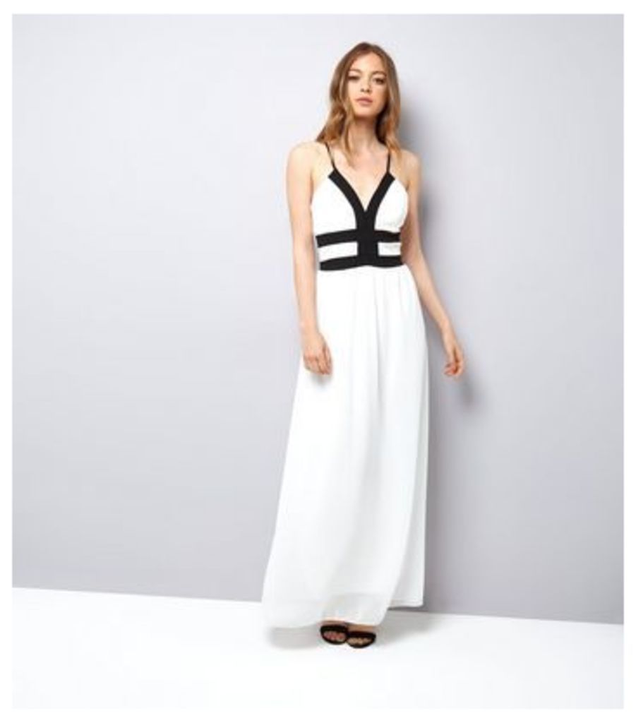Mela White Contrast Trim Maxi Dress New Look