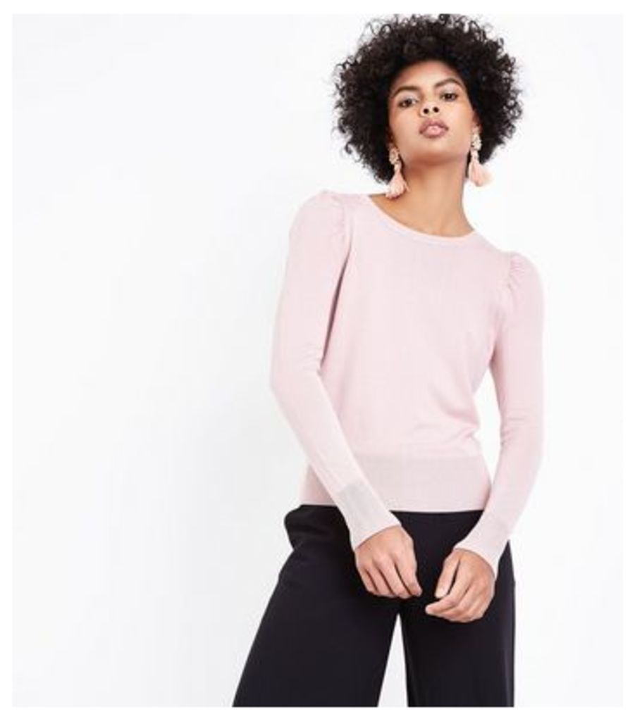 Shell Pink Puff Sleeve Jumper New Look