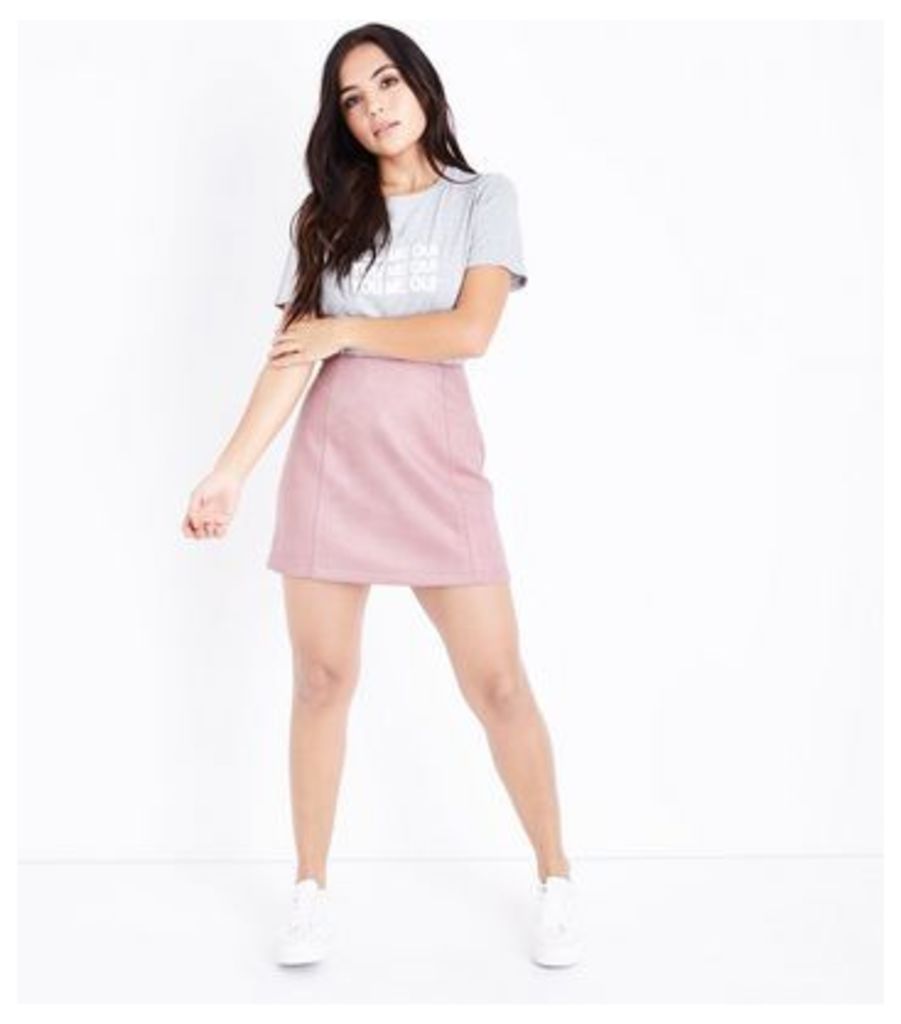 Petite Pink Suedette A-Line Mini Skirt New Look