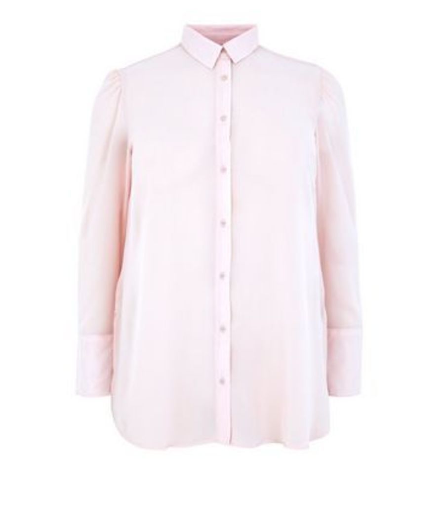 Curves Shell Pink Chiffon Longline Shirt New Look