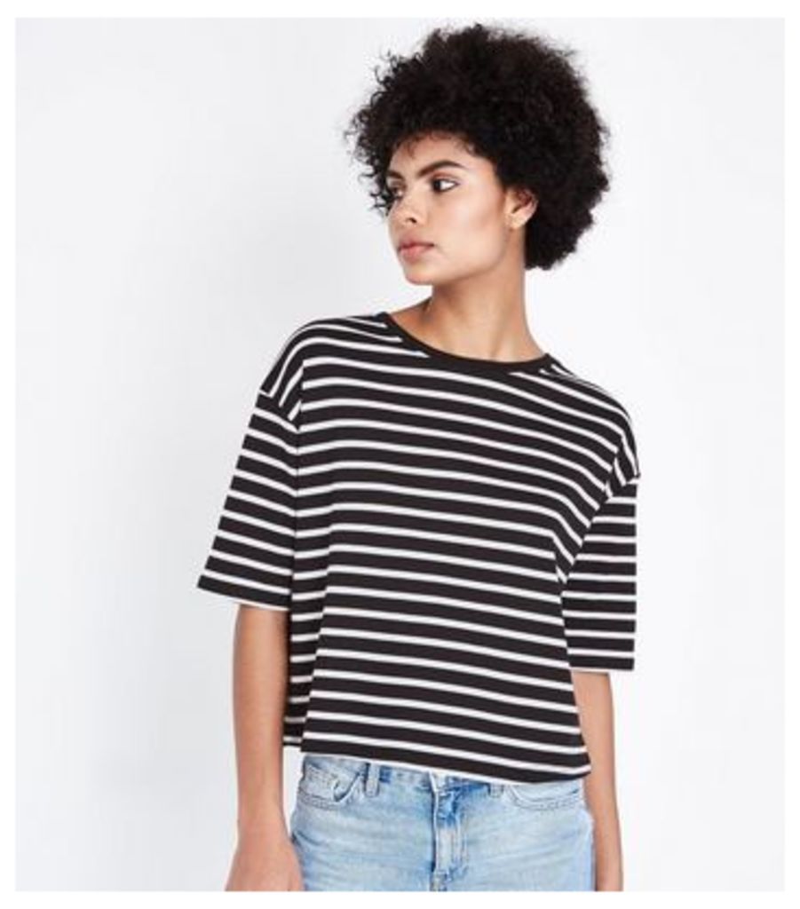 Black Stripe Boxy T-Shirt New Look