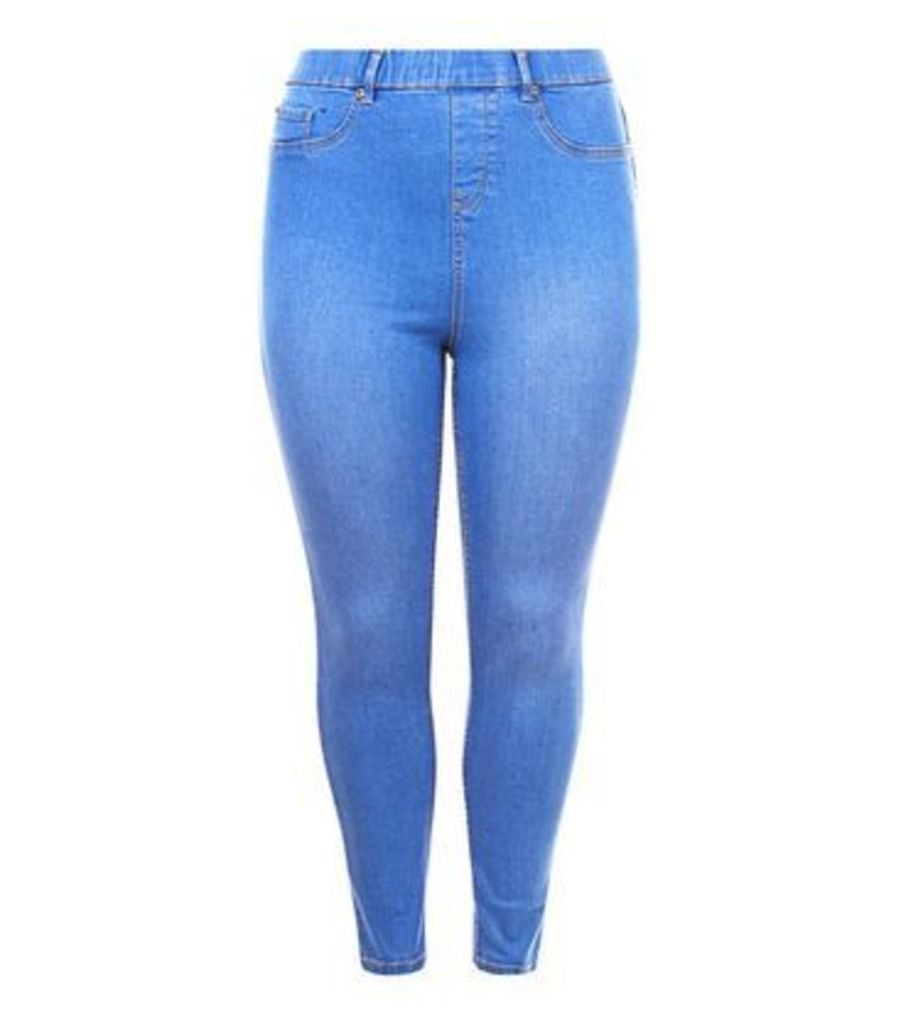 Curves Bright Blue Jeggings New Look