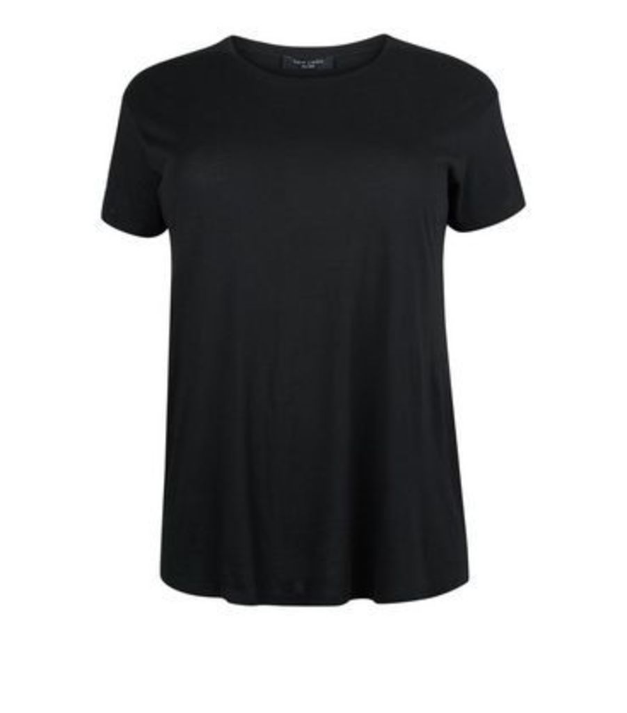 Curves Black Cotton Blend T-Shirt New Look