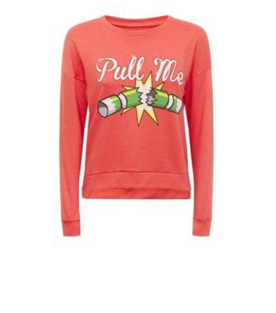 Brave Soul Red Christmas Cracker Sweatshirt New Look