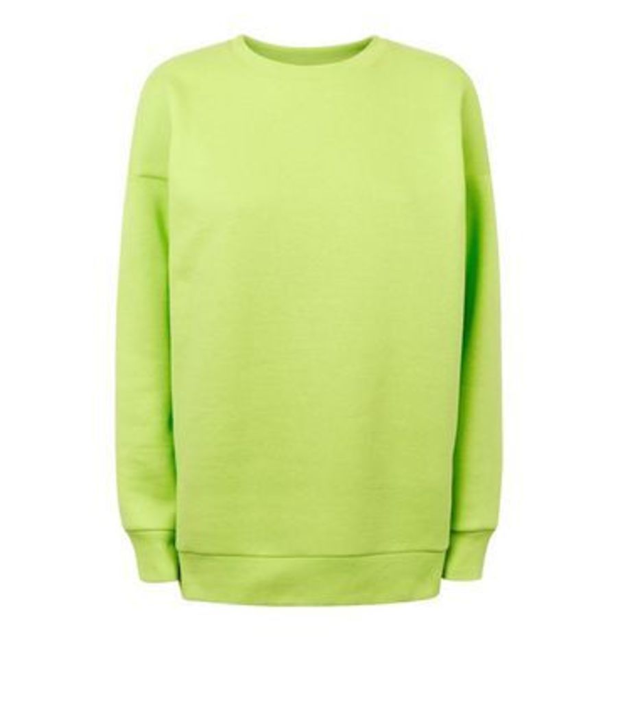 Green Neon Oversized Sweatshirt New Look