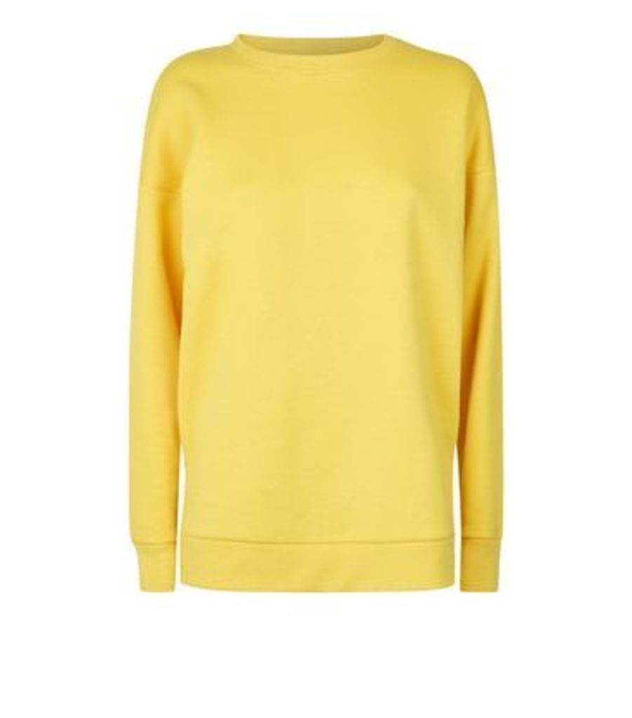 Yellow Side Split Oversized Sweatshirt New Look