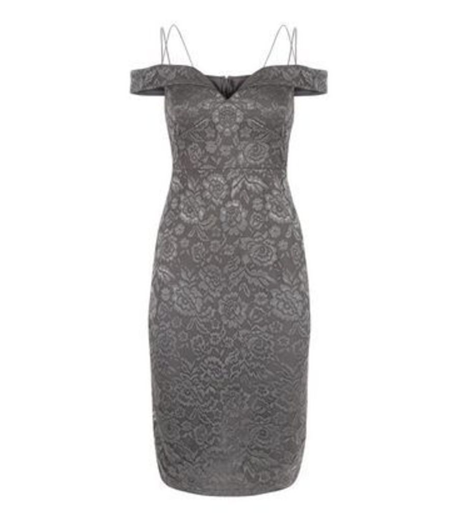 Pewter Lace Strappy Midi Dress New Look