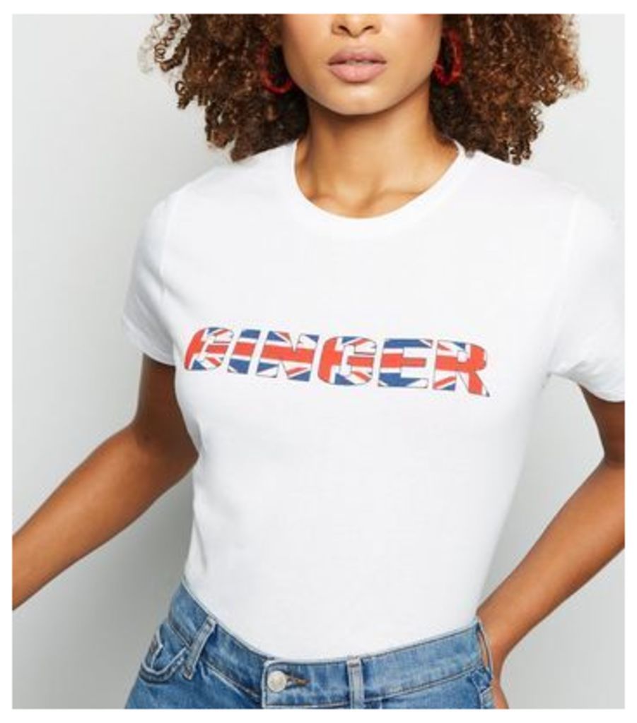 White Ginger Union Jack Slogan T-Shirt New Look