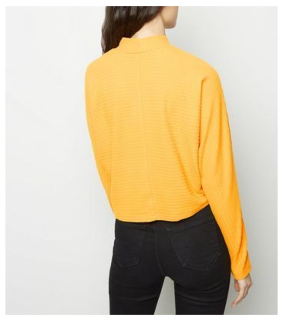 Mustard Brushed Ribbed Batwing Top New Look