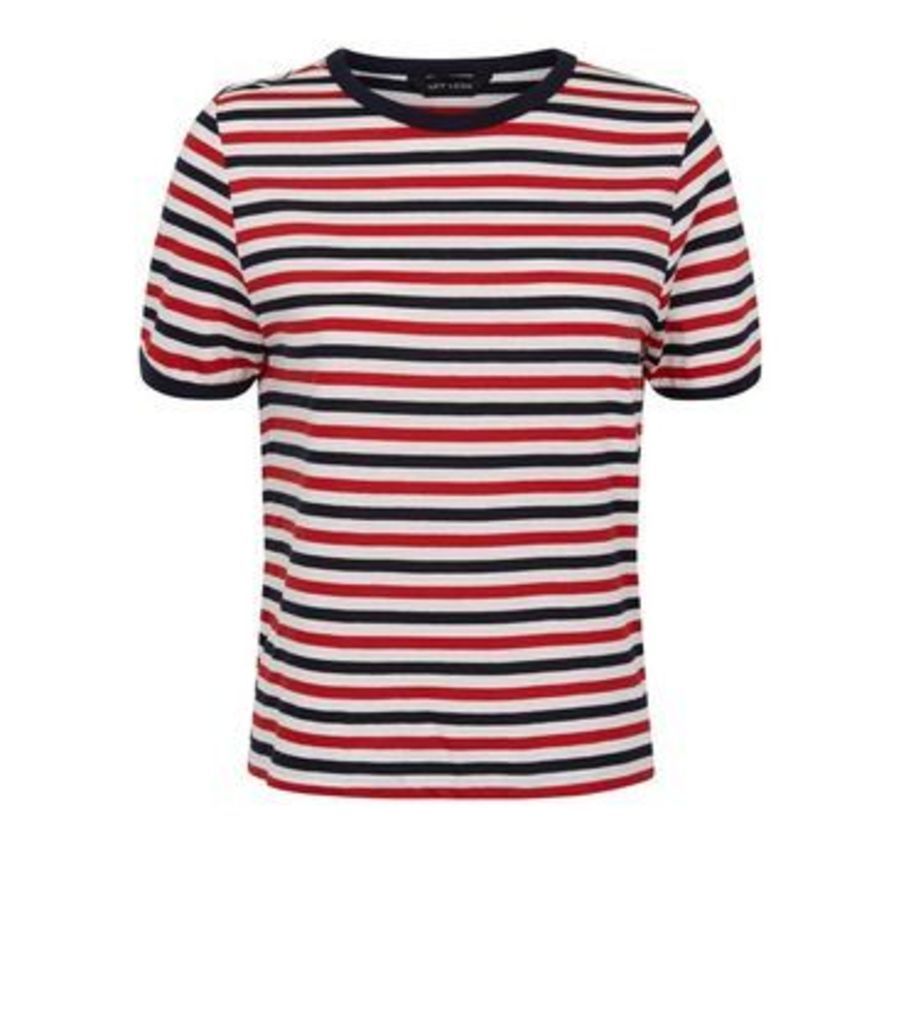 Red Multi Stripe Ringer T-Shirt New Look