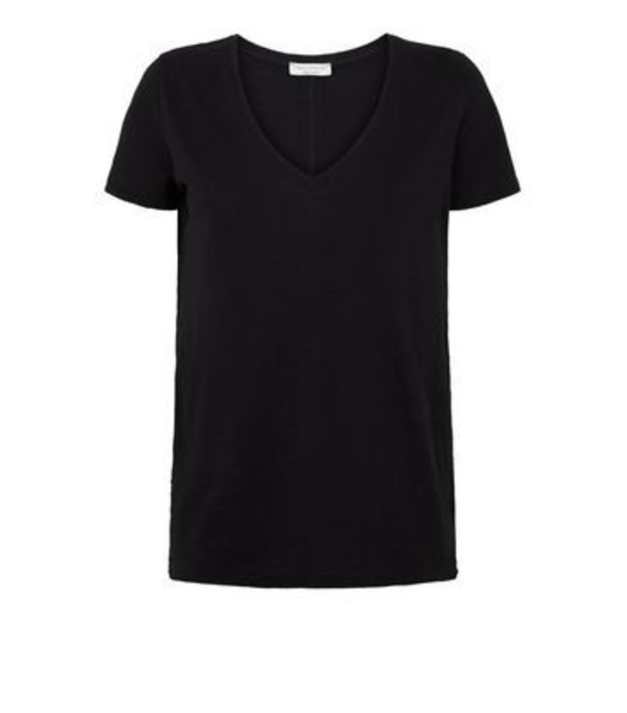 Black Organic Cotton V Neck T-Shirt New Look
