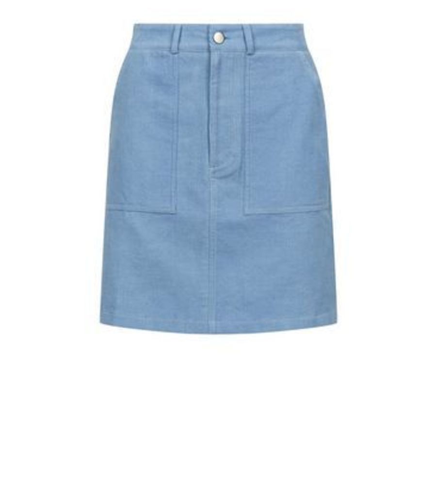 Pale Blue Utility Pocket Corduroy Mini Skirt New Look