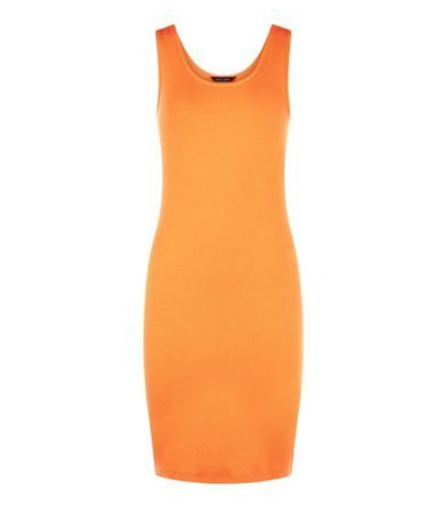Bright Orange Neon Ribbed Bodycon Dress New Look