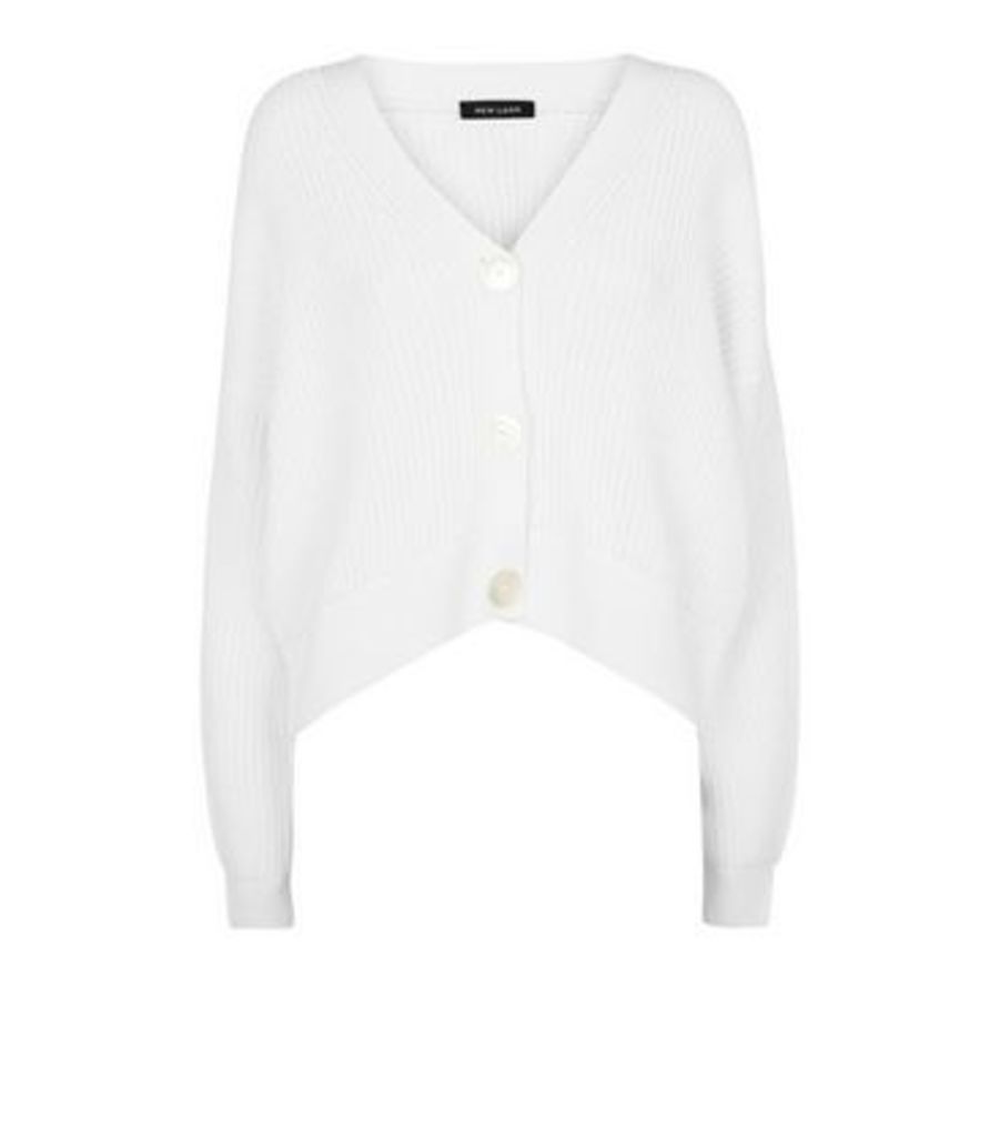 Off White Button Front Cardigan New Look