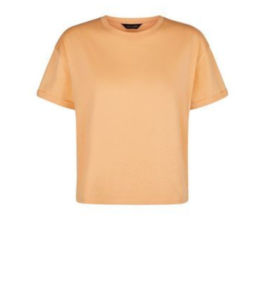 Coral Organic Cotton Boxy T-Shirt New Look