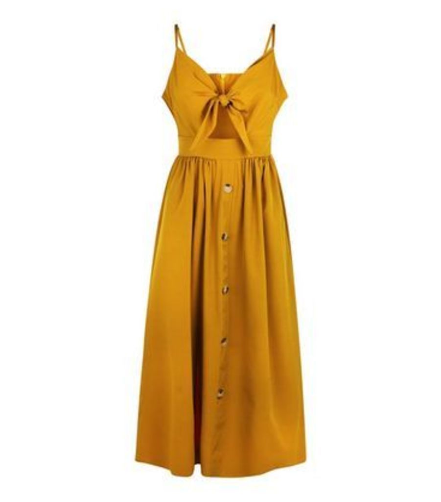 Cameo Rose Mustard Bow Front Midi Dress New Look