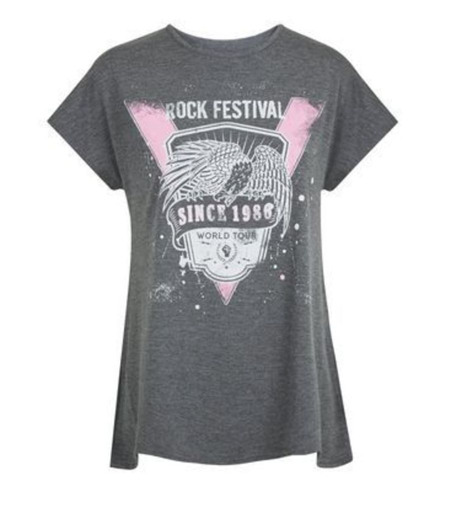 Carpe Diem Grey Festival Slogan Rock T-Shirt New Look
