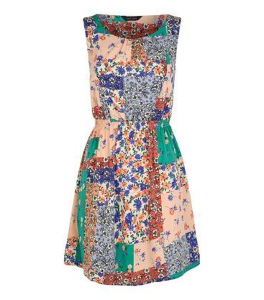 Multicoloured Floral Patchwork Mini Dress New Look