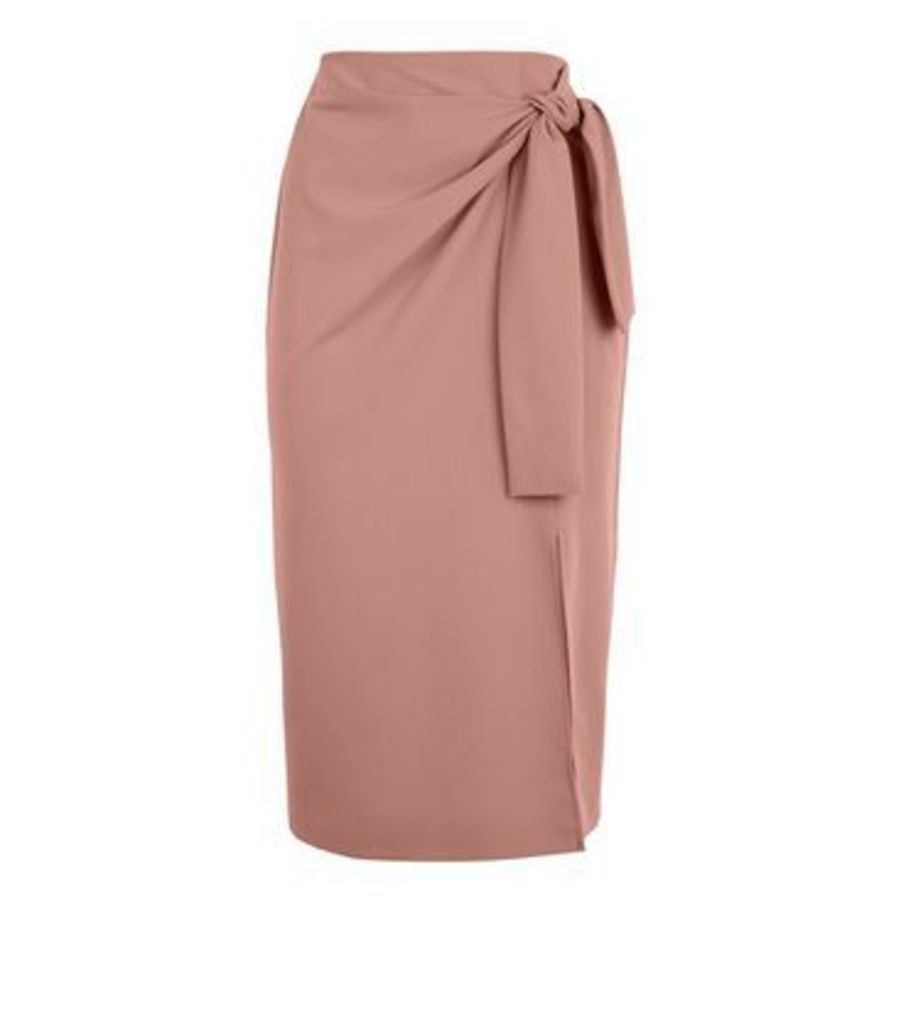 Camel Tie Side Midi Skirt New Look