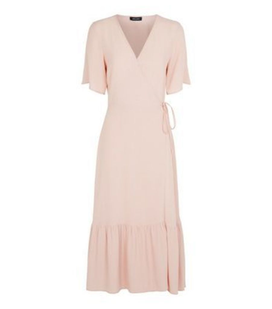 Pink Tiered Midi Wrap Dress New Look