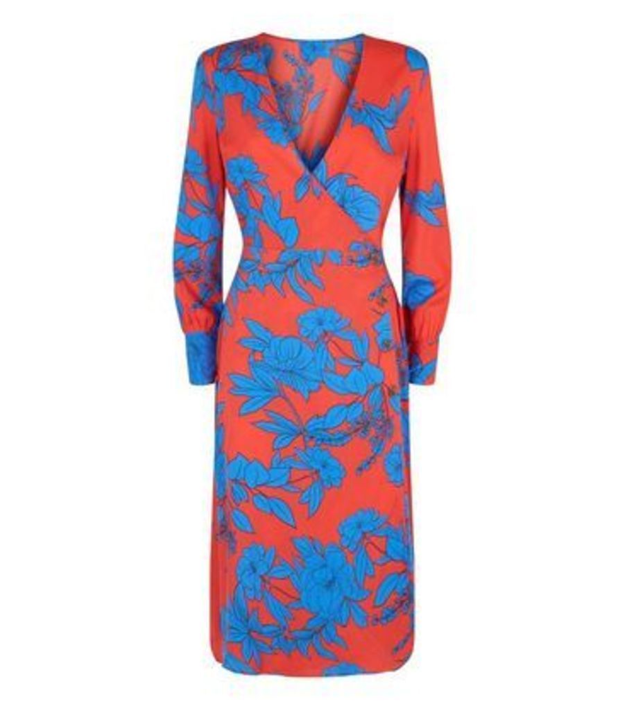 Influence Red Floral Button Up Midi Dress New Look