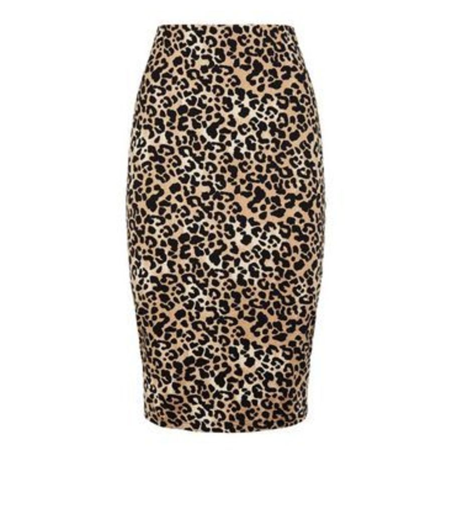 Brown Leopard Print Pencil Skirt New Look